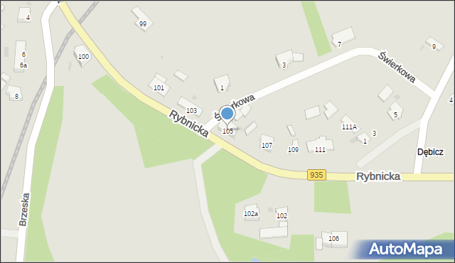 Racibórz, Rybnicka, 105, mapa Racibórz