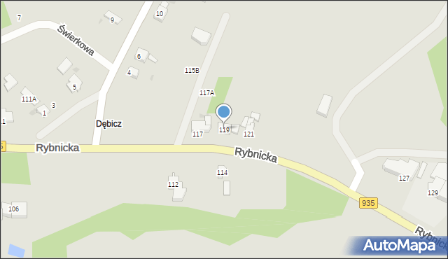 Racibórz, Rybnicka, 119, mapa Racibórz