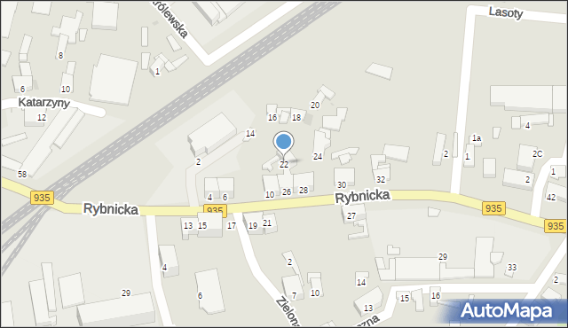 Racibórz, Rybnicka, 22, mapa Racibórz