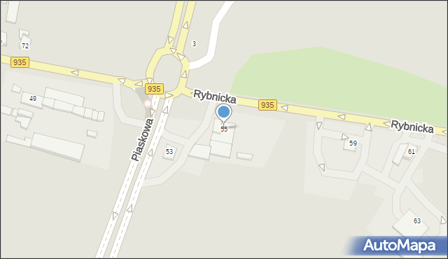 Racibórz, Rybnicka, 55, mapa Racibórz