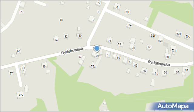 Radlin, Rydułtowska, 75, mapa Radlin