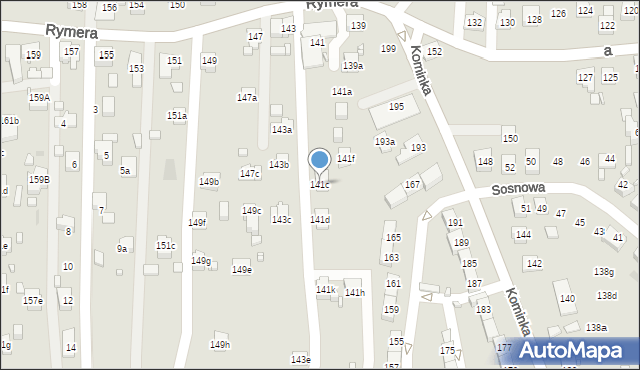 Radlin, Rymera Józefa, 141c, mapa Radlin