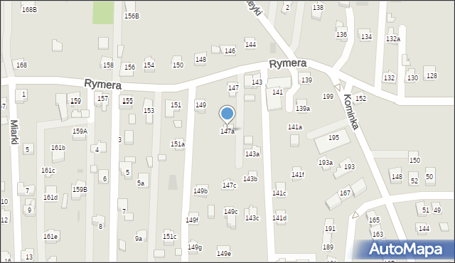 Radlin, Rymera Józefa, 147a, mapa Radlin