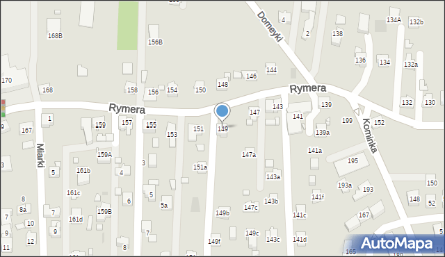 Radlin, Rymera Józefa, 149, mapa Radlin