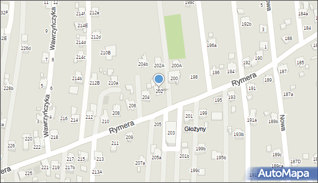 Radlin, Rymera Józefa, 202, mapa Radlin