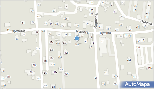 Radlin, Rymera Józefa, 39a, mapa Radlin