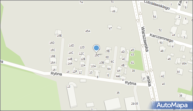 Radom, Rybna, 10C, mapa Radomia