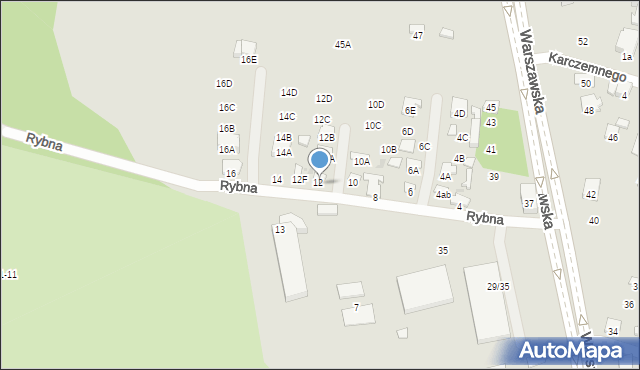 Radom, Rybna, 12E, mapa Radomia