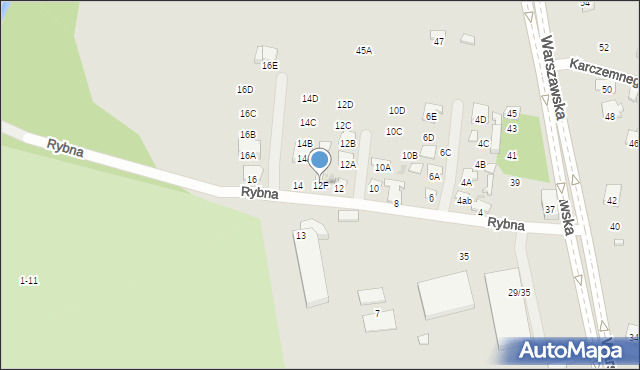 Radom, Rybna, 12F, mapa Radomia