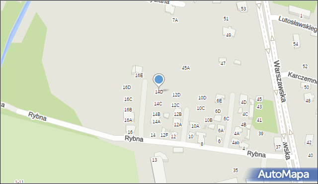 Radom, Rybna, 14D, mapa Radomia