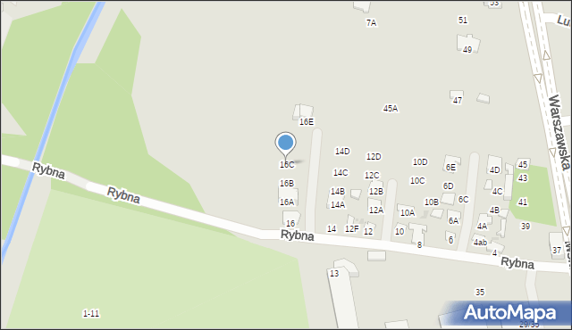 Radom, Rybna, 16C, mapa Radomia