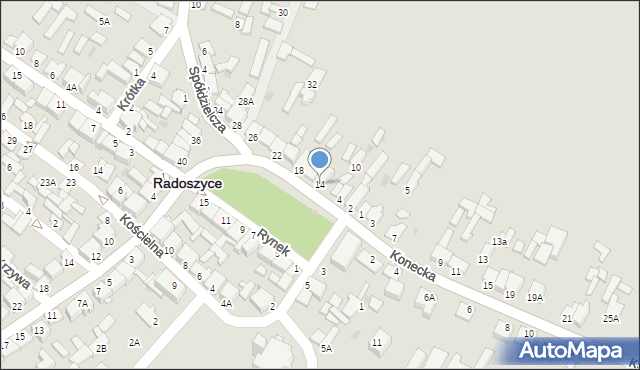 Radoszyce, Rynek, 14, mapa Radoszyce