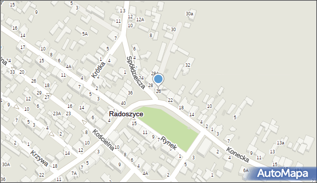 Radoszyce, Rynek, 26, mapa Radoszyce