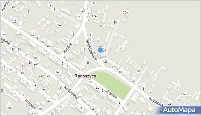 Radoszyce, Rynek, 28, mapa Radoszyce
