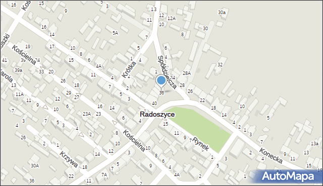 Radoszyce, Rynek, 36, mapa Radoszyce