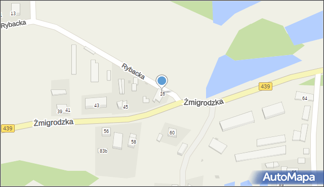 Radziądz, Rybacka, 16, mapa Radziądz