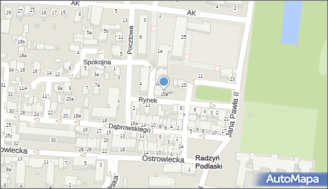 Radzyń Podlaski, Rynek, 10a, mapa Radzyń Podlaski