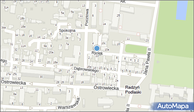 Radzyń Podlaski, Rynek, 13, mapa Radzyń Podlaski