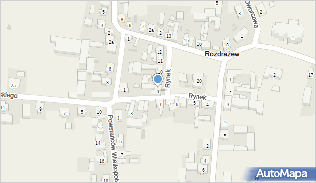 Rozdrażew, Rynek, 8, mapa Rozdrażew