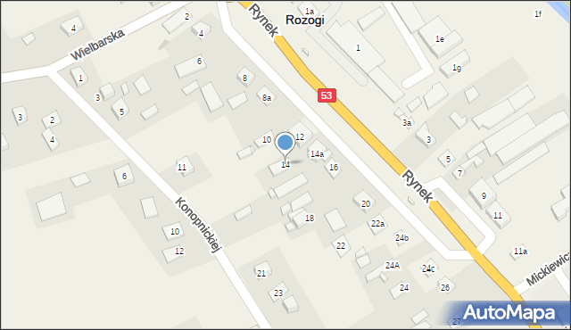 Rozogi, Rynek, 14, mapa Rozogi