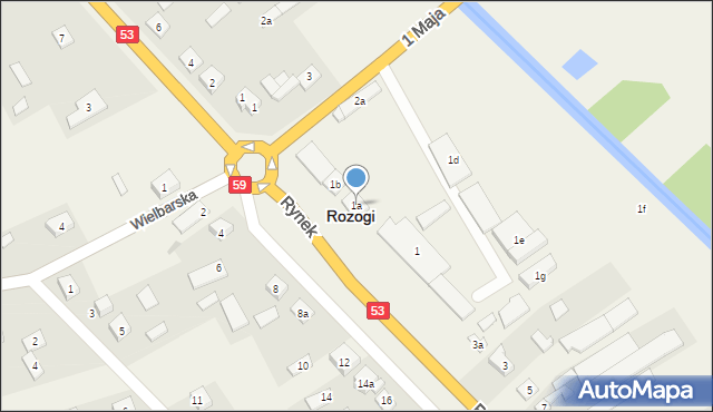 Rozogi, Rynek, 1a, mapa Rozogi