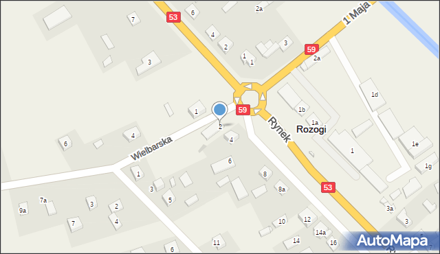 Rozogi, Rynek, 2, mapa Rozogi