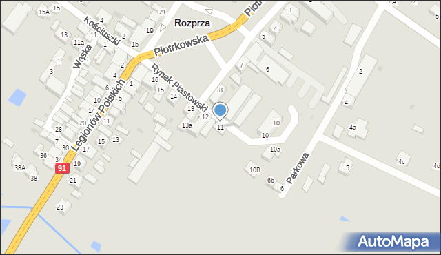 Rozprza, Rynek Piastowski, 11, mapa Rozprza