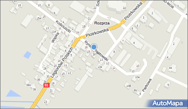 Rozprza, Rynek Piastowski, 14, mapa Rozprza