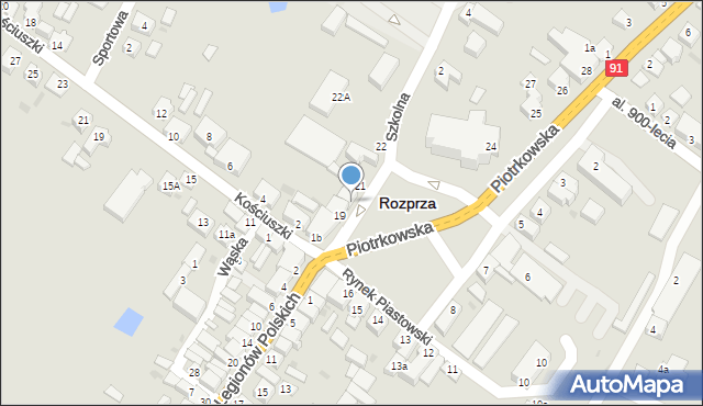 Rozprza, Rynek Piastowski, 20, mapa Rozprza