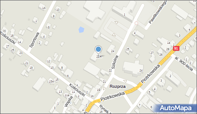 Rozprza, Rynek Piastowski, 22A, mapa Rozprza