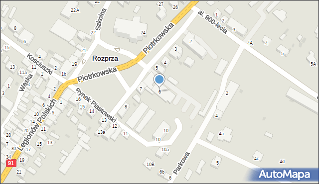 Rozprza, Rynek Piastowski, 6, mapa Rozprza