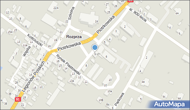 Rozprza, Rynek Piastowski, 7, mapa Rozprza