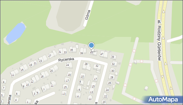 Ruda Śląska, Rycerska, 43, mapa Rudy Śląskiej