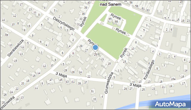 Rudnik nad Sanem, Rynek, 23, mapa Rudnik nad Sanem