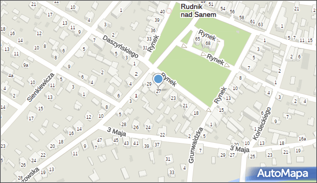 Rudnik nad Sanem, Rynek, 27, mapa Rudnik nad Sanem