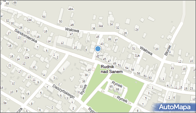 Rudnik nad Sanem, Rynek, 42, mapa Rudnik nad Sanem