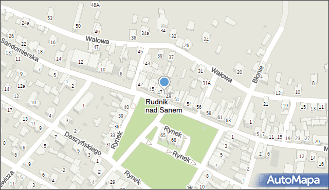 Rudnik nad Sanem, Rynek, 48, mapa Rudnik nad Sanem