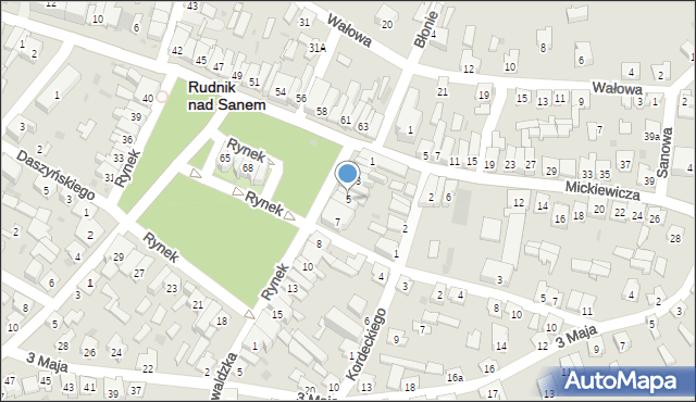 Rudnik nad Sanem, Rynek, 5, mapa Rudnik nad Sanem