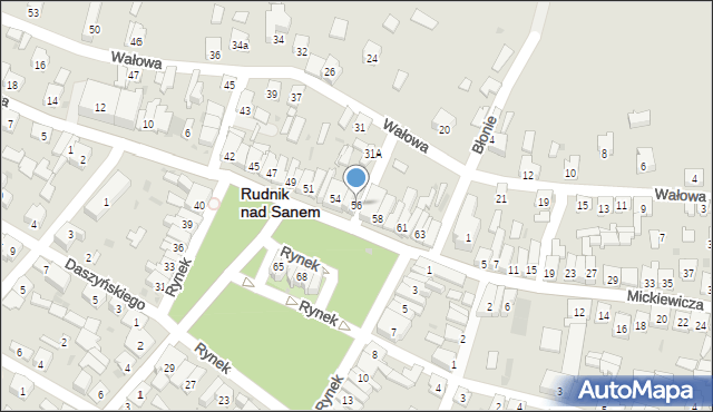 Rudnik nad Sanem, Rynek, 56, mapa Rudnik nad Sanem