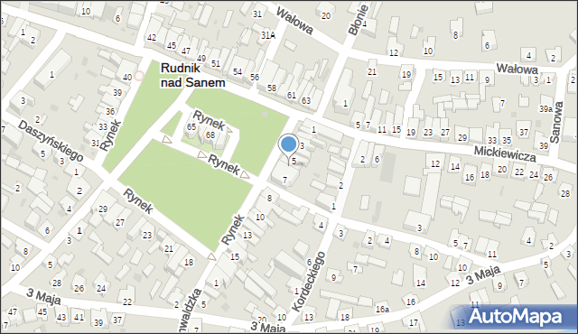 Rudnik nad Sanem, Rynek, 6, mapa Rudnik nad Sanem