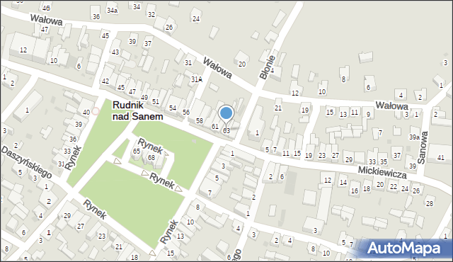 Rudnik nad Sanem, Rynek, 63, mapa Rudnik nad Sanem