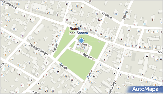 Rudnik nad Sanem, Rynek, 67, mapa Rudnik nad Sanem