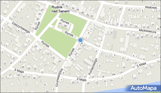 Rudnik nad Sanem, Rynek, 9, mapa Rudnik nad Sanem