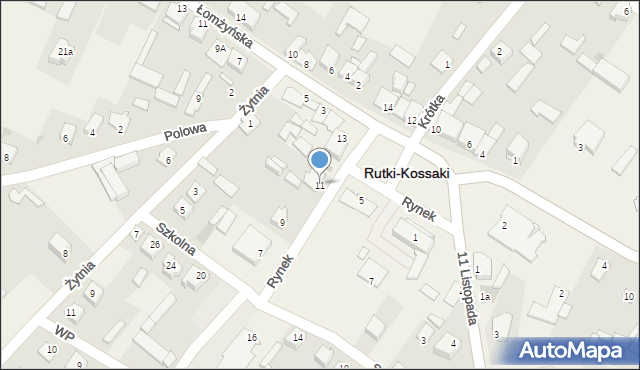 Rutki-Kossaki, Rynek, 11, mapa Rutki-Kossaki