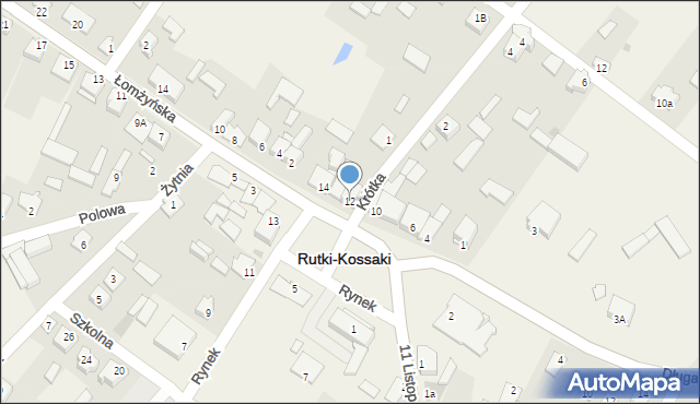 Rutki-Kossaki, Rynek, 12, mapa Rutki-Kossaki