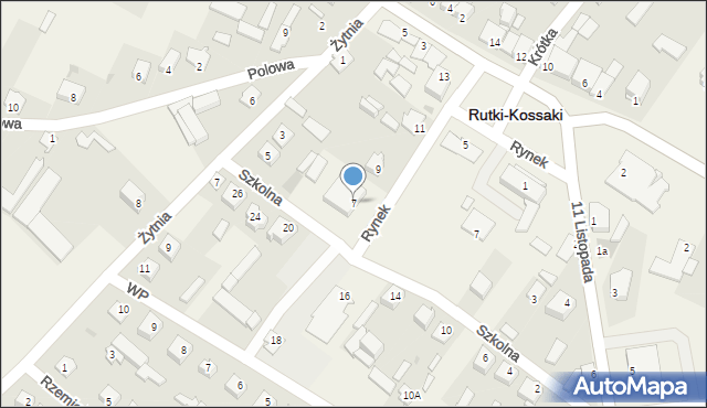 Rutki-Kossaki, Rynek, 7, mapa Rutki-Kossaki