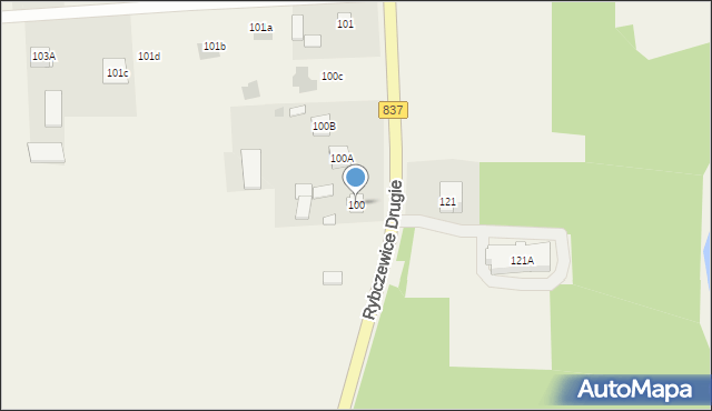 Rybczewice Drugie, Rybczewice Drugie, 100, mapa Rybczewice Drugie