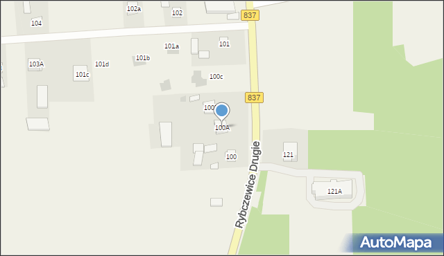 Rybczewice Drugie, Rybczewice Drugie, 100A, mapa Rybczewice Drugie