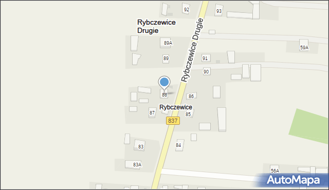 Rybczewice Drugie, Rybczewice Drugie, 88, mapa Rybczewice Drugie