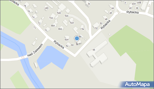 Rybnik, Rybacka, 58, mapa Rybnika